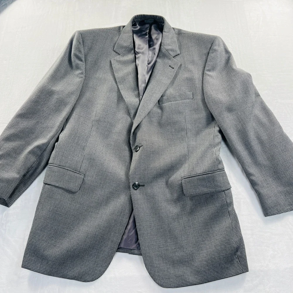 Jos. A. Bank Signature Collection 100% Wool Houndstooth Blazer Grey 44R Gordon